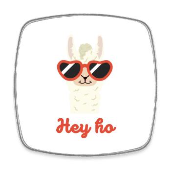 Lustiges Lama | Hey ho Design | Süßes Geschenk - Viereckiger Kühlschrankmagnet - Weiß - Vorne