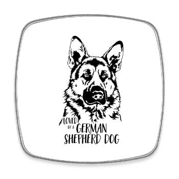 Loved by a German Shepherd Dog Hundespruch Hunde - Viereckiger Kühlschrankmagnet - Weiß - Vorne