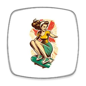 Skater Girl - Magnet carré - blanc - Devant