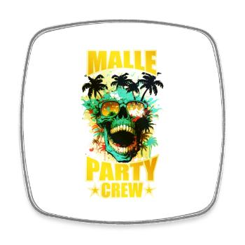 Malle Party Crew Totenkopf Mallorca - Viereckiger Kühlschrankmagnet - Weiß - Vorne