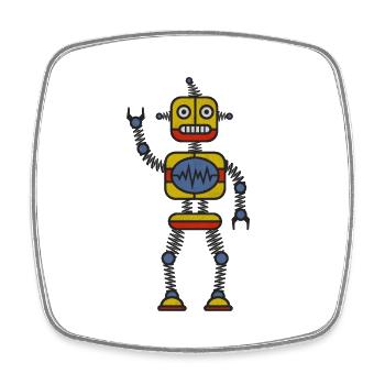 Robot - Magnet carré - blanc - Devant