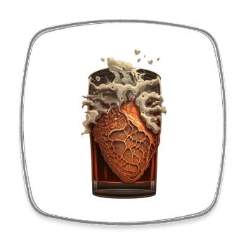 Beer Heart Love Verre à bière - Magnet carré - blanc - Devant