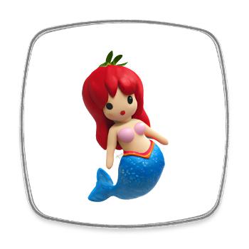 Sirène aux fraises - Magnet carré - blanc - Devant