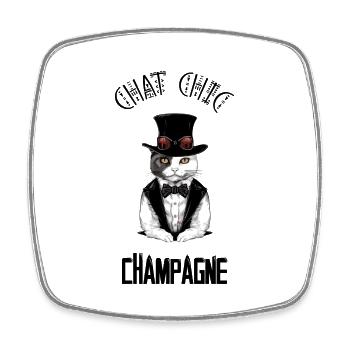 Chat chic - Magnet carré - blanc - Devant