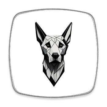 Geometrischer Dobermann Hund - Viereckiger Kühlschrankmagnet - Weiß - Vorne