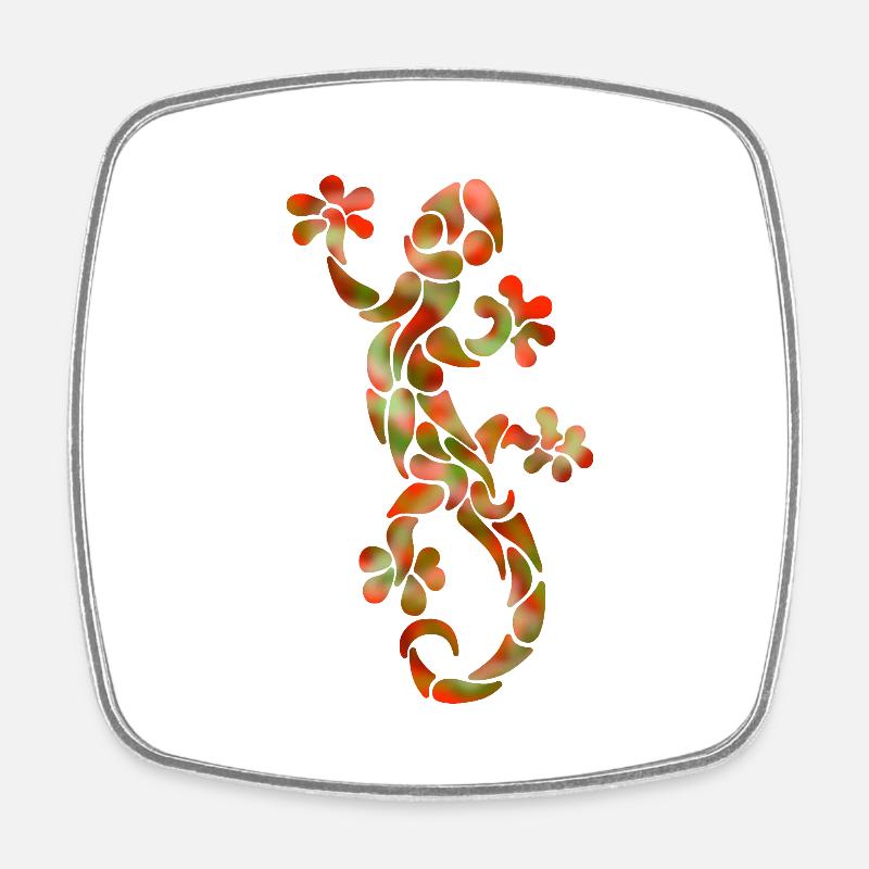 red green gecko as tribal pattern - Square fridge magnet - white