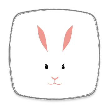 White female rabbit - Square fridge magnet - white - Front