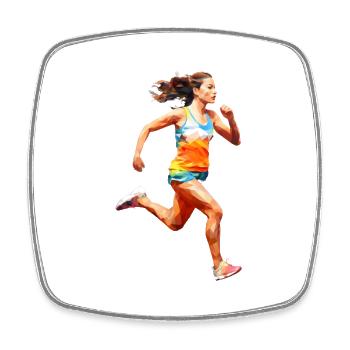 Runner Girl - Viereckiger Kühlschrankmagnet - Weiß - Vorne