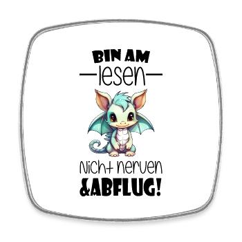 Lesen Schulkind Drache - Viereckiger Kühlschrankmagnet - Weiß - Vorne