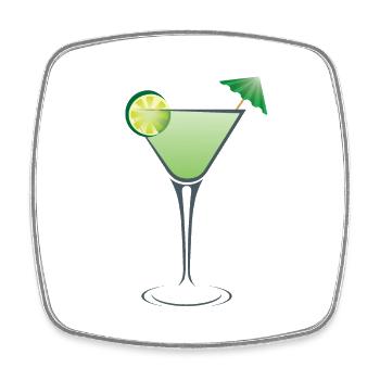 Cocktail avec parapluie. Douces soirées d’été avec plaisir - Magnet carré - blanc - Devant