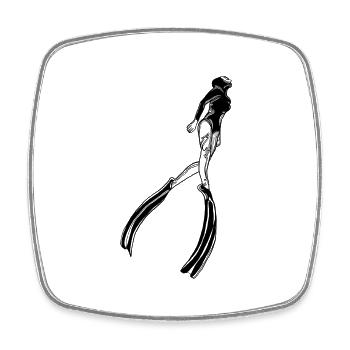 Free dive woman with fins - Square fridge magnet - white - Front