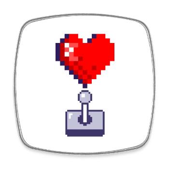 Joystick coeur rouge retro gaming - Magnet carré - blanc - Devant