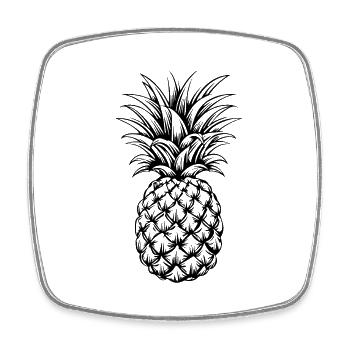 Ananas - Viereckiger Kühlschrankmagnet - Weiß - Vorne