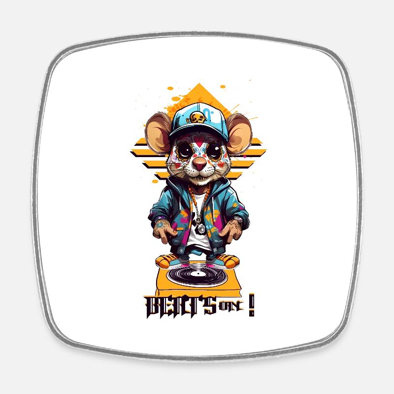 DJ Rat - Square fridge magnet - white
