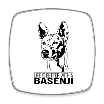 Basenji life is better Hundespruch Hunde Wilsigns - Viereckiger Kühlschrankmagnet - Weiß - Vorne