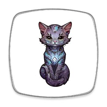 Spiritual Cat - Viereckiger Kühlschrankmagnet - Weiß - Vorne
