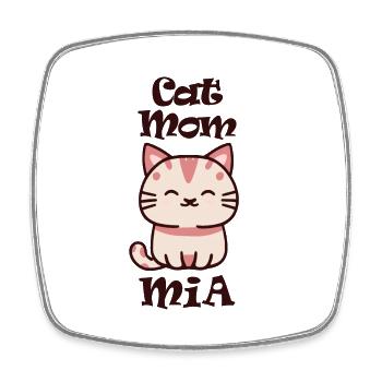 Mia Nom Prénom avec chat - Magnet carré - blanc - Devant