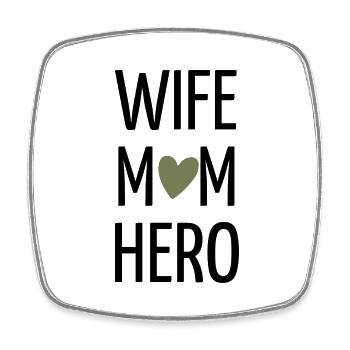 WIFE MOM HERO - Viereckiger Kühlschrankmagnet - Weiß - Vorne