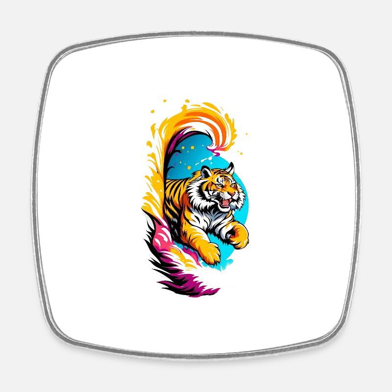 Tiger Leap - Square fridge magnet - white