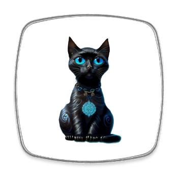 Chat de la Lune - Magnet carré - blanc - Devant