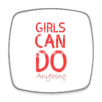 girls can do anything - Square fridge magnet - white - Front