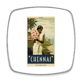 Classic Vintage Poster of Chennai - Viereckiger Kühlschrankmagnet - Weiß - Vorne