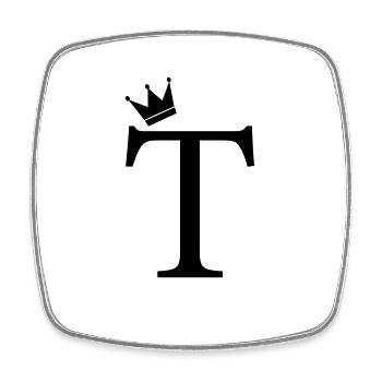 Couronne de monogramme T - Magnet carré - blanc - Devant