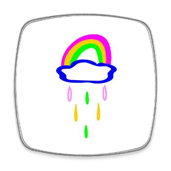 Arc-en-ciel et pluie - Magnet carré - blanc - Devant