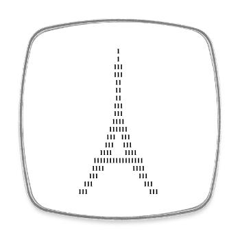 Silhouette des Eiffelturms aus Einsen - Viereckiger Kühlschrankmagnet - Weiß - Vorne