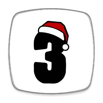 3 Zahl Weihnachten - Viereckiger Kühlschrankmagnet - Weiß - Vorne