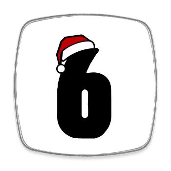6 Zahl Weihnachten - Viereckiger Kühlschrankmagnet - Weiß - Vorne