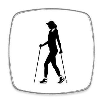 Nordic Walking Frau Silhouette - Viereckiger Kühlschrankmagnet - Weiß - Vorne