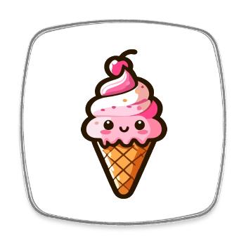 Niedliche italienische Eiswaffel - Viereckiger Kühlschrankmagnet - Weiß - Vorne