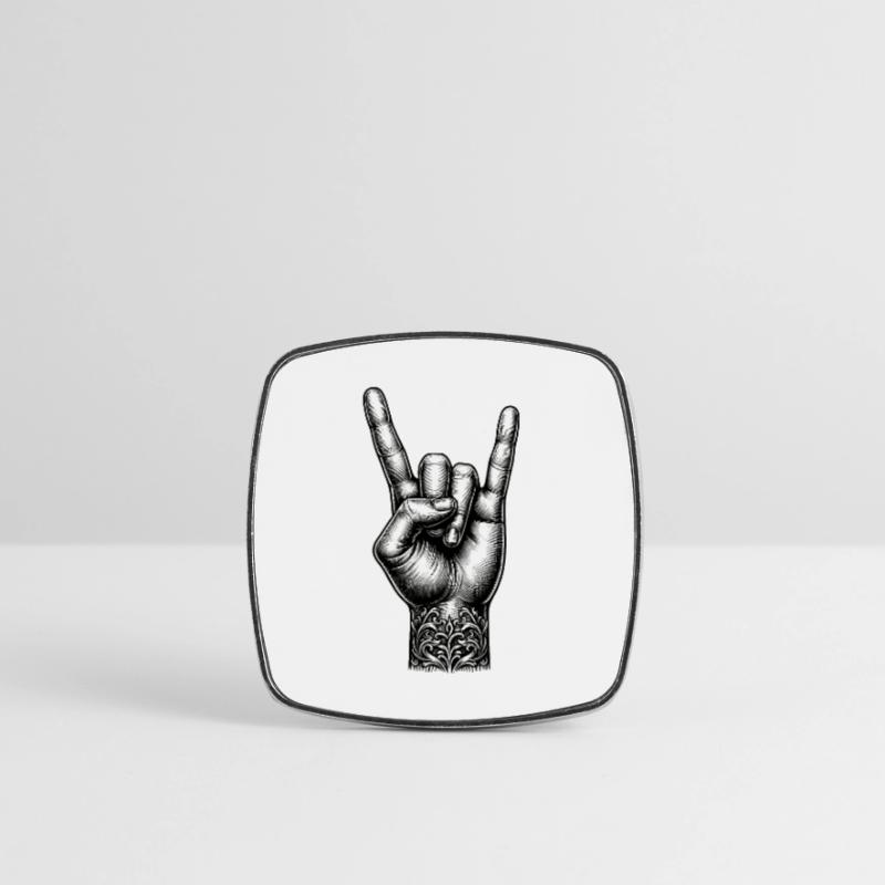 Rock on Hand with Devils Horns Square fridge magnet