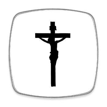 Croix Jésus - Magnet carré - blanc - Devant