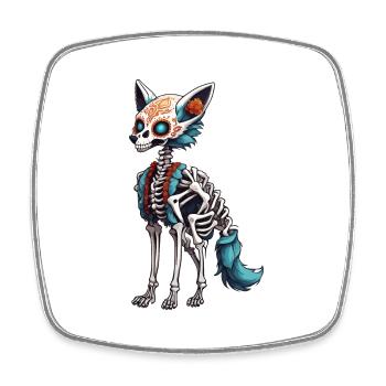 La Catrina / Tatouage / Mexique / Animal / Chien - Magnet carré - blanc - Devant