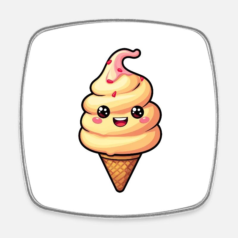 Smiling Ice Cream Creation - Square fridge magnet - white