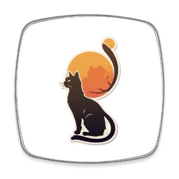 Niedlicher Katzen-Vintage-Sonnenuntergang - Viereckiger Kühlschrankmagnet - Weiß - Vorne