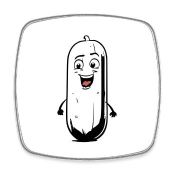 Comic Gurke - Viereckiger Kühlschrankmagnet - Weiß - Vorne