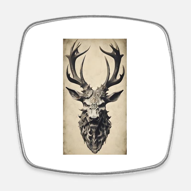 Vintage Deer - Square fridge magnet - white