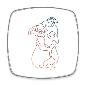 COLOR LINEAR MINIMALIST PITBULL - Square fridge magnet - white - Front