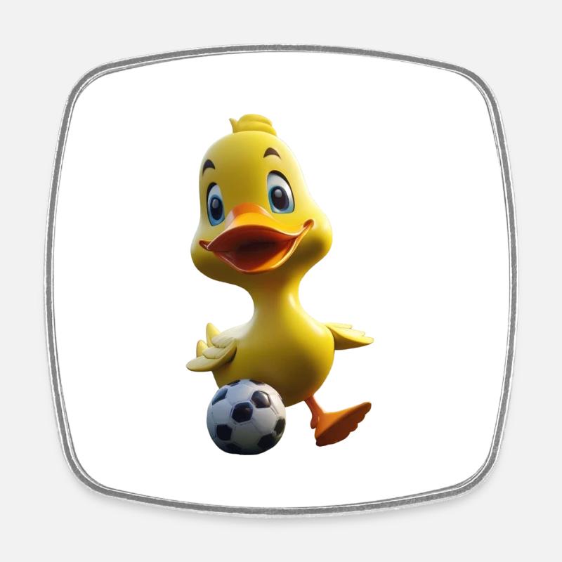 Soccer Duck - Square fridge magnet - white