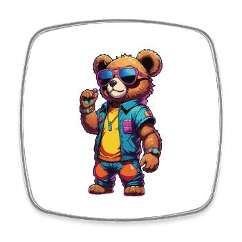 Retro Teddy - Viereckiger Kühlschrankmagnet - Weiß - Vorne