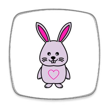 Lapin Comic Amour - Magnet carré - blanc - Devant