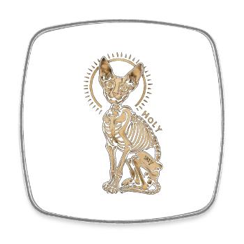 Katze Sphinx Skelett Tattoo - Viereckiger Kühlschrankmagnet - Weiß - Vorne
