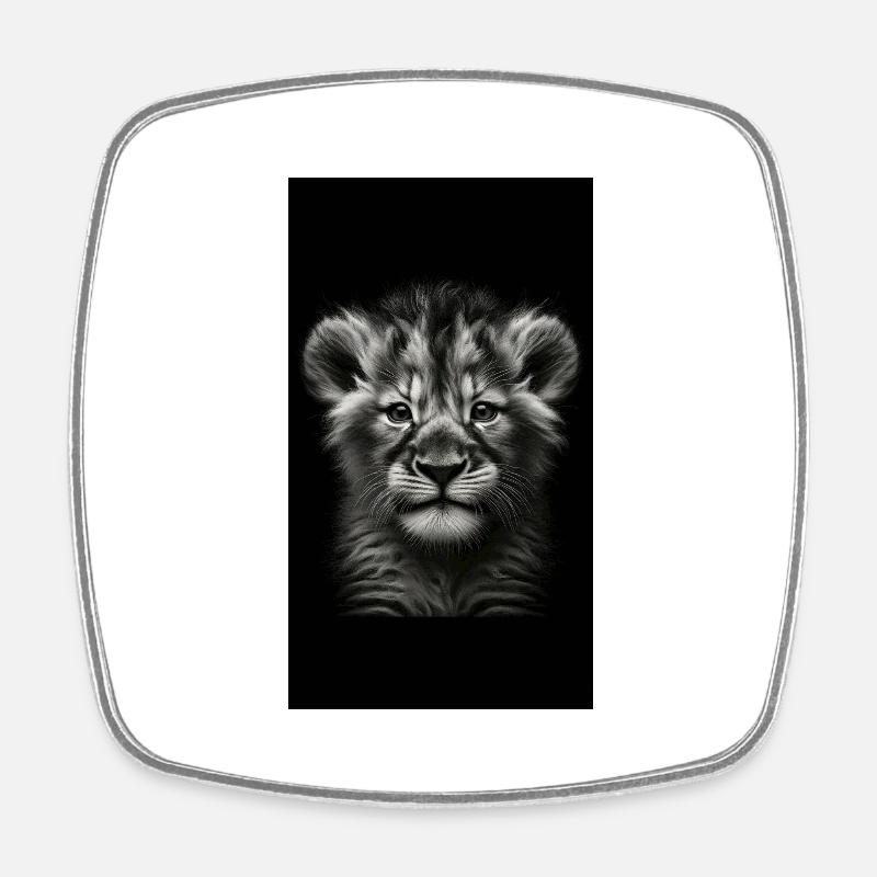 Bébé Löwe - Junger König - Lion Jeune Roi - Magnet carré - blanc