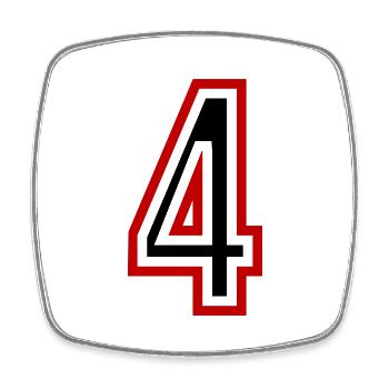 4 Number Years Jersey - Square fridge magnet - white - Front