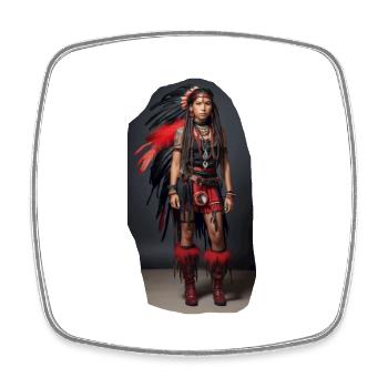 Indianer Mädchen - Viereckiger Kühlschrankmagnet - Weiß - Vorne