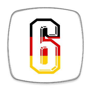 Nummer 6 Deutschland Trikot Zahl 6 Jahre - Viereckiger Kühlschrankmagnet - Weiß - Vorne