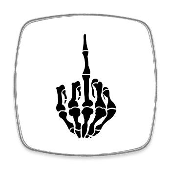 skull middle finger1 - Square fridge magnet - white - Front